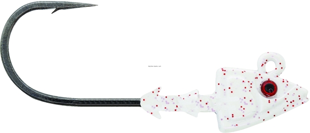 Picture of Mustad Elite Shad/Darter Head Jighead, 3/4 Oz, 2X Long 5/0 Hook, 3D Eyes, Pearl Uv, 2/Pack