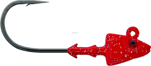 Picture of Mustad Elite Shad/Darter Head Jighead, 3/8 Oz, 2X Long 3/0 Hook, 3D Eyes, Red Uv, 3/Pack