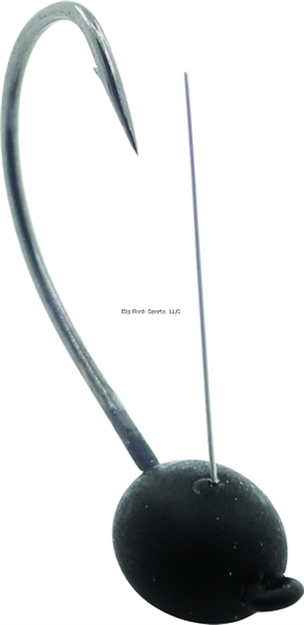 Picture of Mustad Elite Wacky Weedless Jig Head, 1/8 Oz, 1/0 Hook, Matte Black, 3/Pack