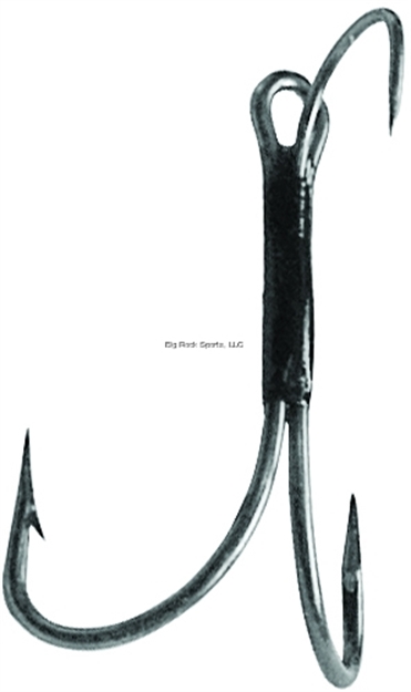 Picture of Mustad Lure Ryder Stinger Live Bait/Swimbait Hook, Size 8, Reversed Point, Offset, Double, Ringed Eye, Black Nickel, 4 Per Pack