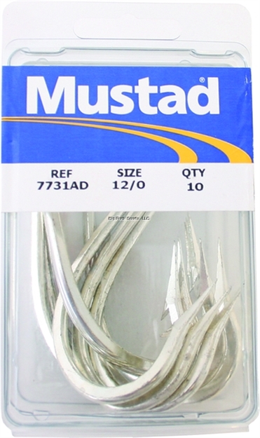 Picture of Mustad Sea Demon Big Game Hook, Size 12/0, Forged, Knife Edge Point, Needle Eye, Duratin, 10 Per Pack