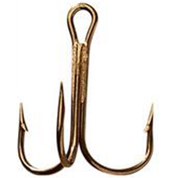 Picture of Mustad Classic Treble Hook, Size 12, Standard Shank, Ringed Eye, Bronze, 25 Per Pack 3551-BR-12-25