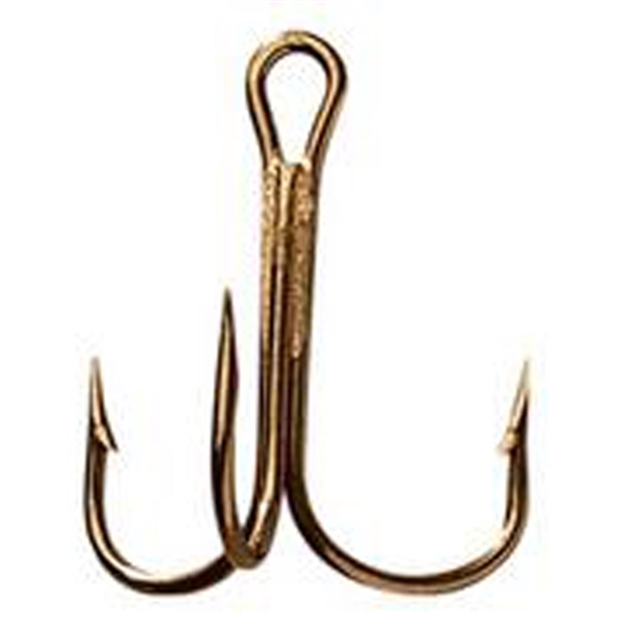 Picture of Mustad Classic Treble Hook, Size 3/0, Standard Shank, Ringed Eye, Bronze, 25 Per Pack 3551-BR-3/0-25