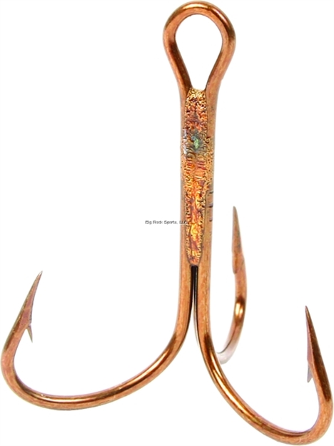 Picture of Mustad Triple Grip Treble Hook, Size 4, Chemically Sharpened Point, Special Wide Bend, Ringed Eye, Bronze, 10 Per Pack