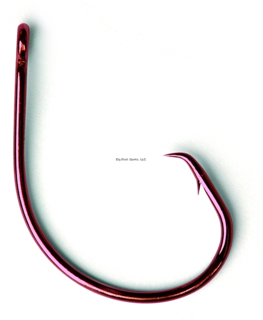 Picture of Mustad Ultrapoint Demon Tuna Perfect Circle Hook, Size 2/0, Needle Point, Wide Gap, Light Wire, Ringed Eye, Red, 10 Per Pack