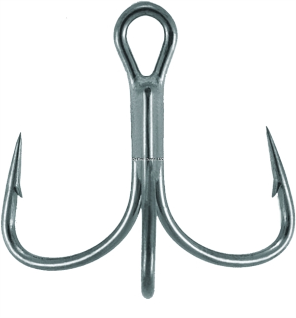 Picture of Mustad Ultrapoint Kvd Elite Opti-Angle Treble Hook, Size 8, Needle Point, Wide Gap, Ringed Eye, Black Nickel, 6 Per Pack