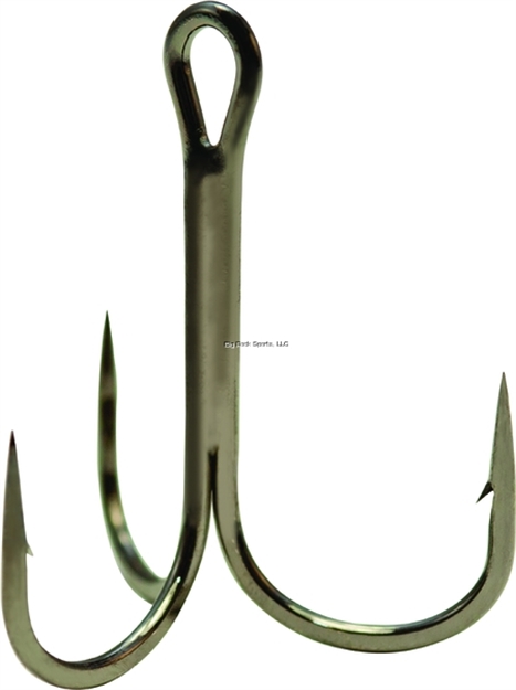 Picture of Mustad Ultrapoint Kvd Elite Triple Grip Treble Hook, Size 4, Needle Point, Round Bend, Ringed Eye, Black Nickel, 6 Per Pack