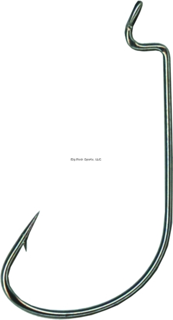 Picture of Mustad Ultrapoint Mega Bite Soft Plastic Hook, Size 5/0, Needle Point, Extra Wide Gap, Ringed Eye, Black Nickel, 5 Per Pack