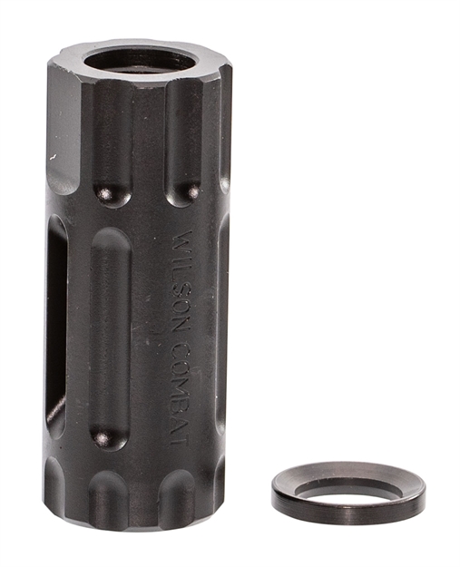 Picture of Wilson Combat Trqcomp1/2X28 Q-Comp Muzzle Brake Black Melonite Qpq Steel With 1/2"-28 Tpi Threads, 2.20" Oal & .875" Diameter For 5.56X45mm Nato Ar-Platform TRQCOMP12X28 811826021762