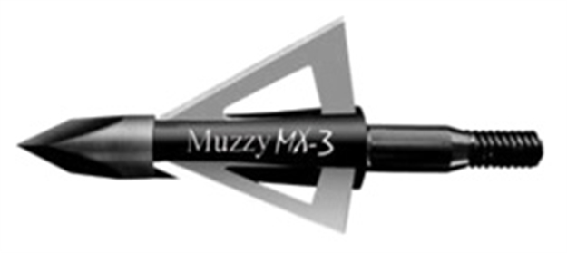 Picture of Muzzy 225Mx33 Mx-3 Broadhead 3-Blade Trocar Tip Anodized Aluminum Ferrule Blades 100 Gr/3 Per Pack 225-MX3-3 050301225442
