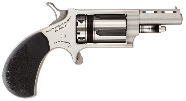 Picture of North American Arms 22Mctw Wasp Combo 22 Lr/22 Wmr 5 Shot 1.63" Stainless Steel Vent Rib Barrel, Stainless Steel Frame & Cylinder, Black Pebbled Rubber Grip, Exposed Hammer NAA-22MC-TW