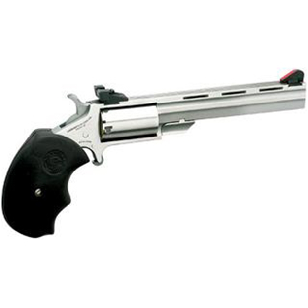 Picture of North American Arms Mmtc Mini-Master *Ca Compliant 22 Lr/22 Wmr 5 Shot 4" Stainless Steel Vent Rib Barrel, Stainless Steel Frame, Stainless Cylinder, Black Finger Grooved Rubber Grip, Exposed Hammer NAA-MMTC 744253000614