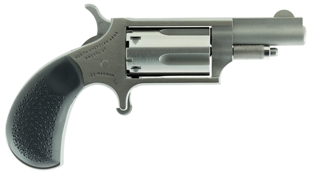 Picture of North American Arms 22Mgrc Mini-Revolver  Sports South Exclusive 22 Wmr 5 Shot 1.63" Stainless Steel Barrel, Frame & Cylinder, Black Rubber Grip, Exposed Hammer NAA22MGRC 744253001673
