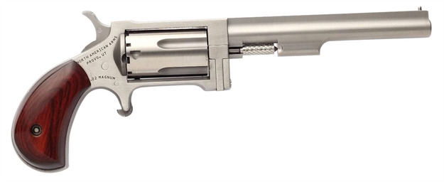 Picture of North American Arms Swc4 Sidewinder *Ca Compliant 22 Lr/22 Wmr 5 Shot 4" Stainless Steel Barrel, Stainless Steel Frame, Stainless Cylinder, Rosewood Birdshead Grip, Exposed Hammer NAA-SWC-4