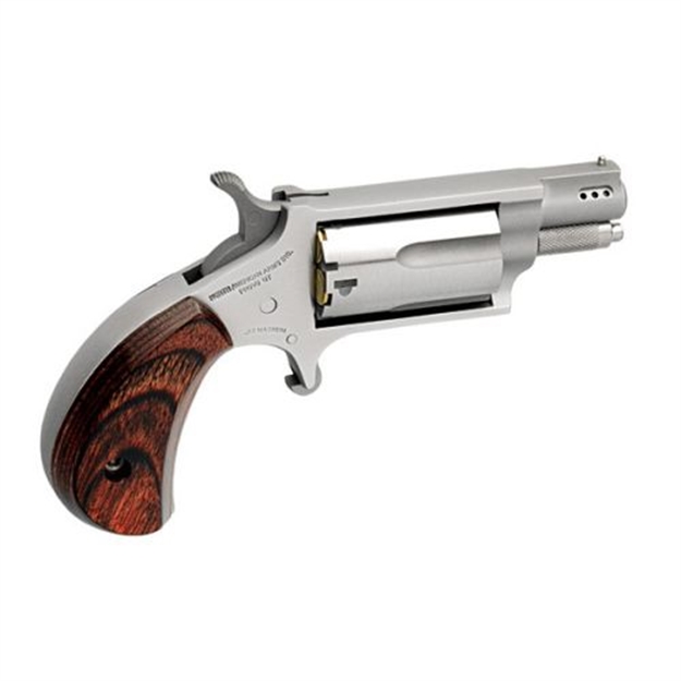 Picture of North American Arms 22Msp Mini-Revolver  22 Wmr 5 Shot 1.13" Stainless Steel Ported Barrel, Frame & Cylinder, Rosewood Birdshead Grip, Exposed Hammer NAA-22MS-P