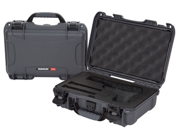 Picture of Nanuk 909Clasg7 909 Classic Gun Case Waterproof Graphite Resin W/ Closed-Cell Foam Padding 11.44" L X 7" W X 3.68" H Interior Dimensions 909-CLASG7