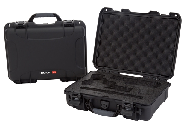Picture of Nanuk 910Clasg1 910 Classic 2 UP Pistol Case Black Polymer W/ Latches & Closed-Cell Foam Padding 13.20" L X 9.20" W X 4.10 " H Interior Dimensions 910-CLASG1 666365020628