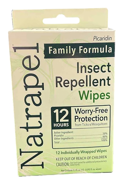 Picture of Natrapel 00066095 Repellent Wipes  Repels Ticks & Biting Insects Effective UP TO 12 Hrs 12/Box 0006-6095