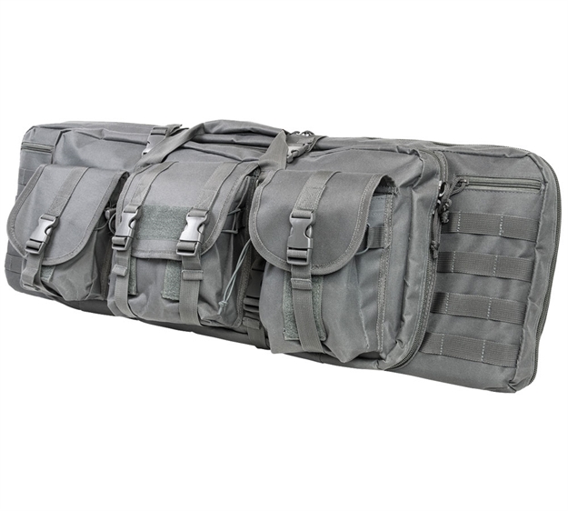 Picture of Ncstar Cvdc2946u42 Vism Double Carbine Case Urban Gray Pvc Nylon W/ Foam Padding Lockable Zippers Pockets & Molle Webbing CVDC2946U-42