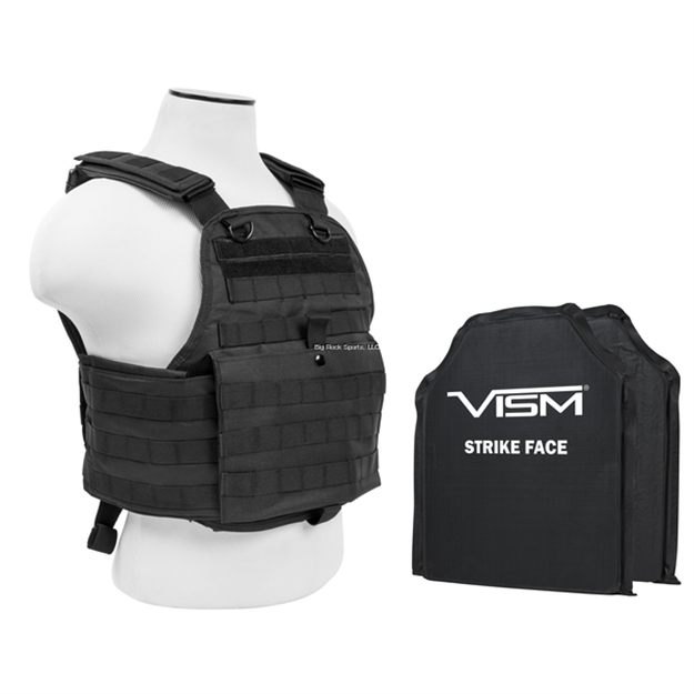 Picture of NC Star Vism Plate Carrier Vest With 10"X12' Level Iiia Shooters Cut 2X Soft Ballistic Panels/ Black