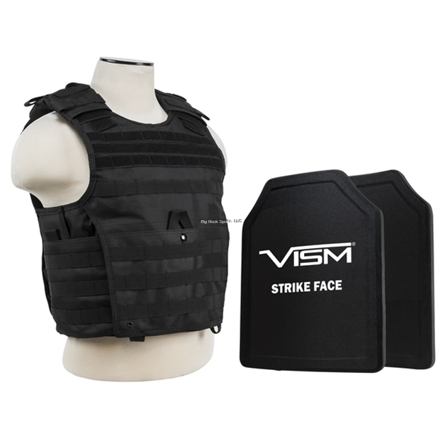 Picture of NC Star Vism Expert Plate Carrier Vest With 11"X14' Level Iii+ Shooters Cut 2X Hard Ballistic Plates/ Black