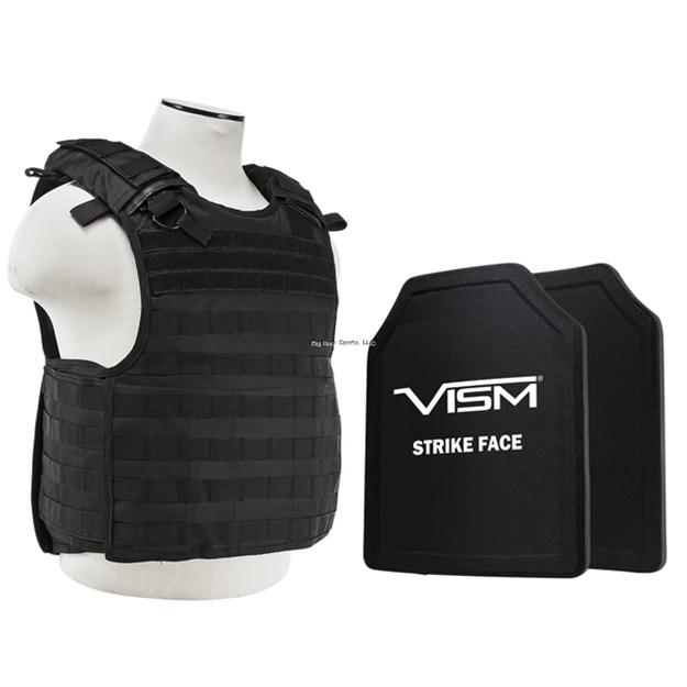 Picture of NC Star Vism Quick Release Plate Carrier Vest With 11"X14' Level Iii+ Shooters Cut 2X Hard Ballistic Plates/ Black