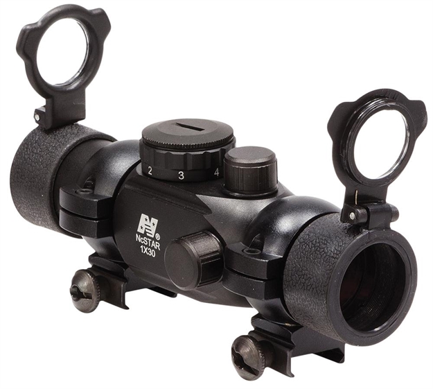 Picture of NC Star Reflex Sight, Cr2032 Lithium Batt, 1X, Unlimited, Weaver Mount, 3 Moa Retical