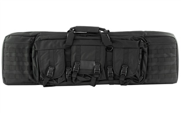 Picture of Ncstar Cvdc2946b42 Vism Double Carbine Case Heavy Duty Pvc Nylon W/Padded Center Divider Lockable Zippers Exterior Pockets CVDC2946B-42 848754000033