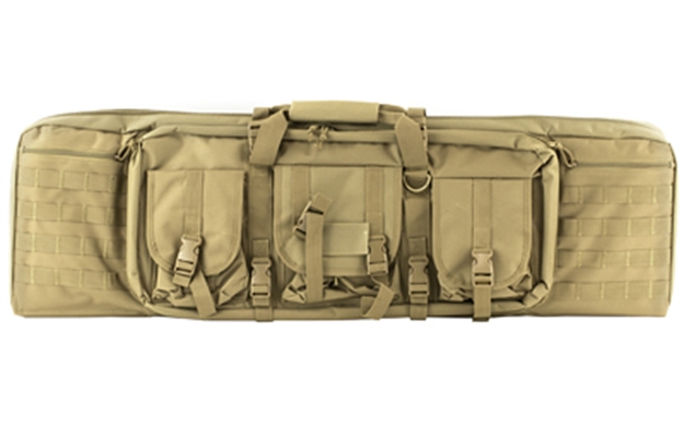 Picture of Ncstar Cvdc2946t42 Vism Double Carbine Case Tan Pvc Nylon W/ Foam Padding Lockable Zippers Pockets & Molle Webbing CVDC2946T-42