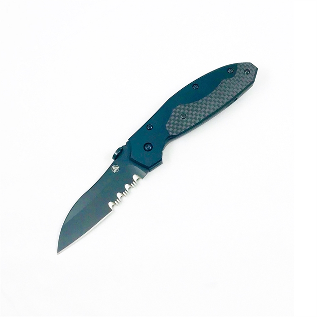 Picture of Nemesis Manx Folder 3" Black Satin Combo Blade 7.15" Overall