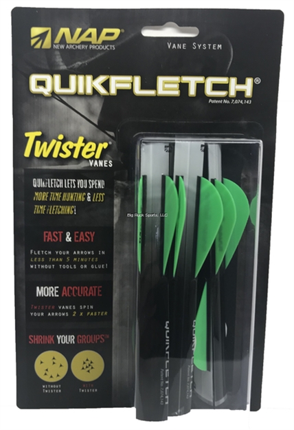 Picture of New Archery Products Quikfletch 2" Twister Black Tube-W/G/G (6 Pack)