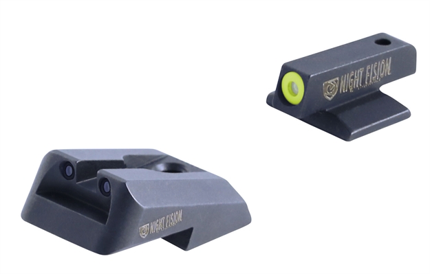 Picture of Night Fision  Night Sight Set Square 
Novak 1911 Officer/Defender Green Tritium W/Yellow Outline Front Green W/Black Outline Rear Black