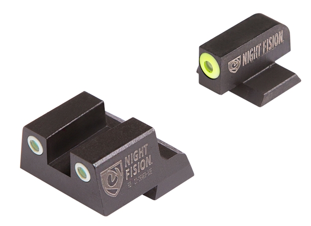 Picture of  Night Fision Cnk026003ygw Perfect Dot Tritium Night Sights For Canik  Black | Green Tritium Yellow Ring Front Sight Green Tritium White Ring Rear Sight