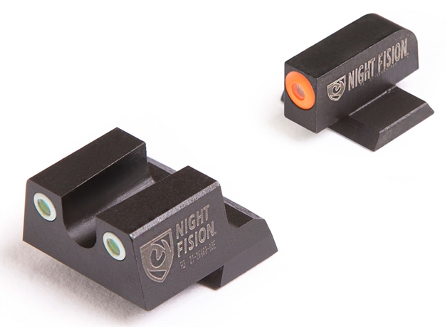 Picture of  Night Fision Cnk026007ogw Perfect Dot Night Sight Set Square Tritium Green With Orange Outline Front, U-Notch Green With White Outline Rear Black Frame For Canik Tpsfx, Tpsfl 9Mm