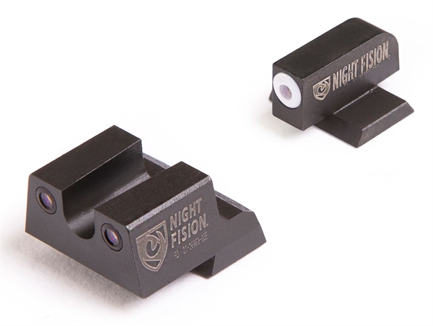 Picture of Night Fision Cnk026014ygz Night Sight Set Square Front/U-Notch Rear Century Canik Tp9sfx/Tp9sfl Green Tritium W/Yellow Outline Black