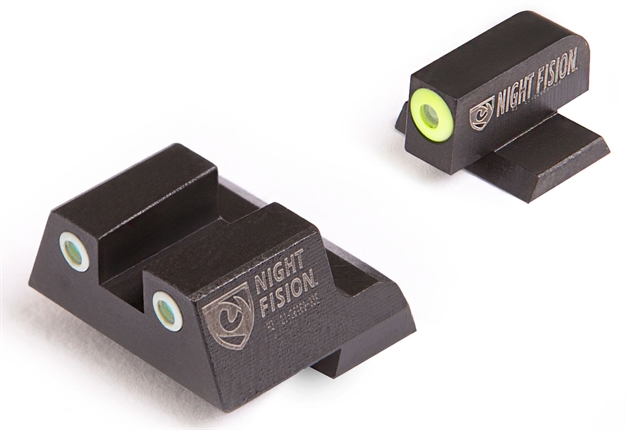 Picture of  Night Fision Cnk027003ygw Perfect Dot Tritium Night Sights For Canik  Black | Green Tritium Yellow Ring Front Sight Green Tritium White Ring Rear Sight Set 810116030200