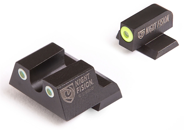 Picture of  Night Fision Cnk027007ygw Perfect Dot Tritium Night Sights For Canik  Black | Green Tritium Yellow Ring Front Sight Green Tritium White Ring Rear Sight Set 810116030262