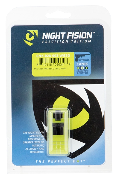 Picture of Night Fision Cnk028003wgz Night Sight Set Square Suppressor Height Century Canik Tp9sfx/Tp9sfl Green Tritium W/White Outline Black