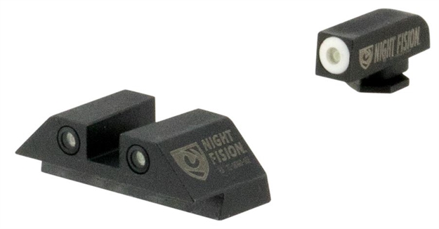 Picture of Night Fision Glk001003wgw Tritium Night Sights For Glock  Green Tritium White Outline Front Sight- Green Tritium White Outline Rear Sight Glock 17/17L/19/22 GLK00103WWX 856386007047