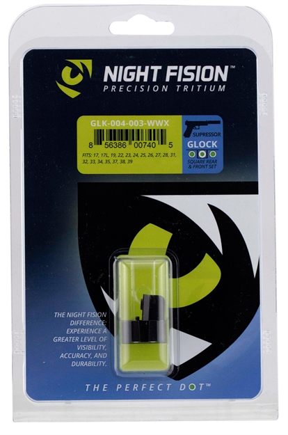 Picture of Night Fision Glk004003wgw Suppressor Height Sights For Glock  Green Tritium White Outline Front Sight-Green Tritium White Outline Rear Sight Glock 17/17L/19 GLK00403WWX 856386007405