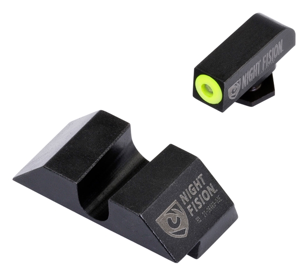 Picture of  Night Fision Glk001014ygz Tritium Night Sights For Glock  Green Tritium Yellow Outline Front Sight- Black/Blank Rear Sight Glock 17/17L/19/22