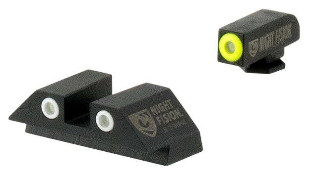 Picture of Night Fision Glk001003ygw Tritium Night Sights For Glock  Green Tritium Yellow Outline Front Sight- Green Tritium White Outline Rear Sight Glock 17/17L/19/22 GLK00103YWX 856386007061