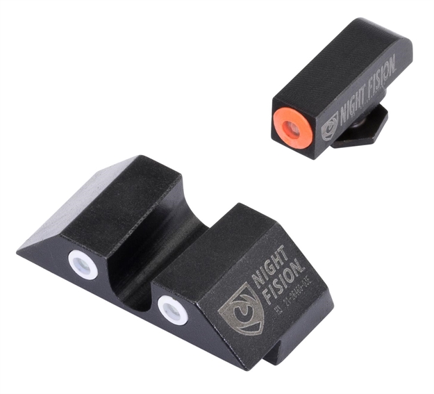 Picture of Night Fision Glk001007ogw Tritium Night Sights For Glock  Green Tritium Orange Outline Front Sight- Green Tritium White Outline Rear Sight Glock 17/17L/19/22 GLK00107OWX 856386007115