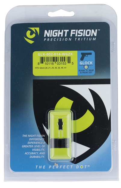 Picture of Night Fision Glk002014wgz Night Sight Set Square Front/U-Notch Rear Glock 20/21/29/30/31/32/36/40/41 Green Tritium W/White Outline Black