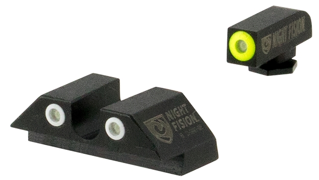 Picture of Night Fision Glk002007ygw Tritium Night Sights For Glock  Green Tritium Yellow Outline Front Sight- Green Tritium White Outline Rear Sight Glock 20/21/29/30/36/40/41 GLK00207YWX 856386007245