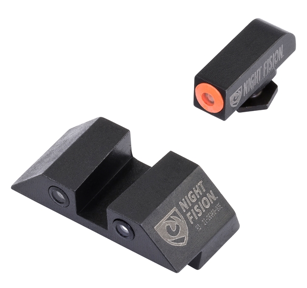 Picture of Night Fision Glk003003ogz Tritium Night Sights For Glock  Green Tritium Orange Outline Front Sight- Green Tritium Black Outline Rear Sight Glock 42/43/43X GLK00303OZX 856386007320