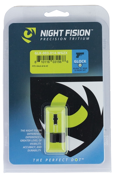 Picture of Night Fision Glk003014wgz Night Sight Set Square Front/U-Notch Rear Glock 42/43 Green Tritium W/White Outline Black
