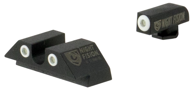 Picture of Night Fision Glk003007wgw Tritium Night Sights For Glock  Green Tritium White Outline Front Sight- Green Tritium White Outline Rear Sight Glock 42/43/43X GLK00307WWX