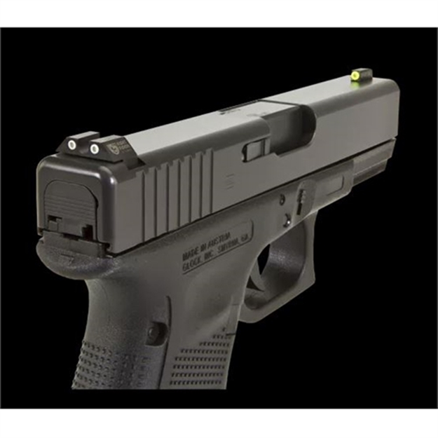 Picture of Night Fision Glk003007ygw Tritium Night Sights For Glock  Green Tritium Yellow Outline Front Sight- Green Tritium White Outline Rear Sight Glock 42/43/43X GLK00307YWX