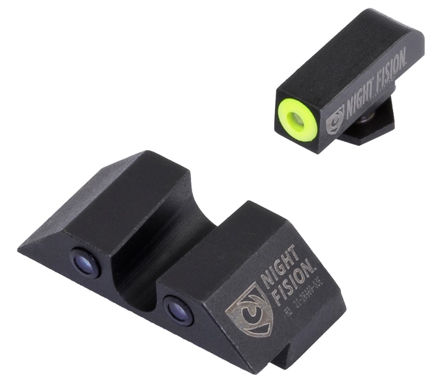 Picture of Night Fision Glk003007ygz Tritium Night Sights For Glock  Green Tritium Yellow Outline Front Sight- Green Tritium Black Outline Rear Sight Glock 42/43/43X GLK00307YZX
